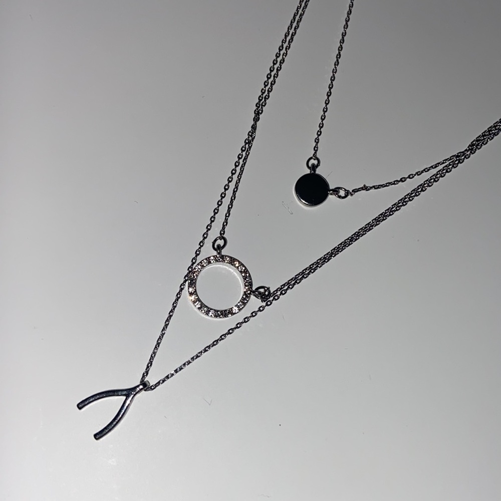 Wishbone Chic Layering Necklace Rhinestone Set - Picture 9 of 9